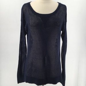 American Eagle Knit Sweater Navy Blue Soft Lightweight Cotton Blend